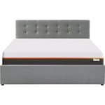 Homifab - Ensemble lit coffre 160x200 en tissu gris clair Tina + Matelas mousse gel à mémoire de forme, double confort - Dual Confort