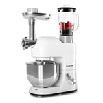 Klarstein Robot Patissier Multifonctions, Batteur sur Socle, Bol 5L, Robot Cuisine 1800W, Blender 1.5L, Robot Multifonction Petrin Boulangerie, Hachoir à Viande, Batteur Electrique Cuisine, 6 Vitesses