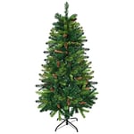 HOMCOM Sapin de Noël Artificiel 150 cm Arbre de Décoration avec Pommes de pin, Facile à Monter, Stable avec Base Métallique pour Maison, Magasin