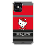 Personalaizer Coque pour iPhone 12-12 Pro - Hello Kitty Franjas Rojas y Negras