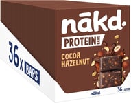 Vegan Protein Bars Cocoa Hazelnut 45g - Gluten Free, Healthy Snack Pack of 36