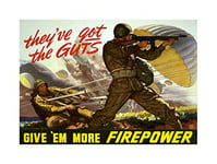 Wee Blue Coo Wwii War Guts Fire Power Soldier Wall Art Print