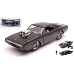 DOM & DODGE CHARGER R/T 1970 BLACK FAST & FURIOUS WITH TORETTO FIGURE 1:24