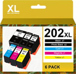 Colroan 6-Pack 202Xl Haute Rendement Cartouches Compatibles Pour Epson 202 Xl Multipack Pour Epson Expression Premium Xp-6000 Xp-6005 Xp-6100 Xp-6105 (Xl Capacité)[DYJ073890]