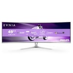 PHILIPS Evnia 49M2C8900AM - 49 inch QD OLED curved gaming monitor, 240 Hertz, 0.03ms GtG, HDR400, Ambiglow (5120x1440, HDMI 2.1, DisplayPort 1.4, USB-C, USB Hub) white