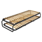 Ebac Literie - Ensemble lit gigogne métal 80x190 - 20 lattes bois - Gain de place - Made in France