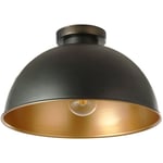 Jago® Plafonnier Industriel - Semi-Encastré, Ø 31 cm, LED, E27 max. 60 W, Noir et Doré, Style Vintage - Lustre Rétro, Luminaire, Lampe Salon,