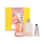 L'Occitane - Coffret Fleurs de Cerisier - Mousse Douceur Gel Douche, Lait Perlé Corps et Crème Mains - Fabriqué en France