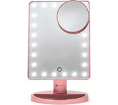 Rio 24 LED Make-up Mirror with 10x Magnifying Spot Mirror - Rose Gold, Pink