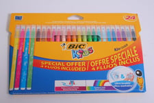 Bic Felt Tip Pens Kid Couleur Fluo 24 Colors