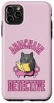 Coque pour iPhone 11 Pro Max Fauteuil détective – Chat lisant un livre mystère confortable