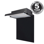 SIA 60cm Black Telescopic Integrated Cooker Hood & Toughened Glass Splashback