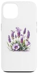 iPhone 13 purple, white flowers lavender cool floral blossoms leaves Case