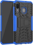 Double Couche 2 En 1 Hybride Couverture Blindée Robuste Defender Cover Avec Fonction Support Etui De Protection De Résistance Aux Chocs Pour Samsung Galaxy A30 / Samsung Galaxy A20 Bleu