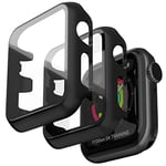 Jvchengxi Coques Compatible avec Apple Watch 42mm Series 3/2/1 Protecteur D'écran, [2 Pièces] Noir Anti-Scratch PC Coquille HD Verre Trempé Housse de Protection Globale pour iWatch Series 3/2/1