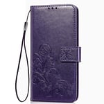 LAGUI Cover Compatible for OPPO A52/ A72/ A92, Nicely Embossed Designed Pattern Wallet Case, purple