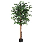 SOGUYI Ficus Plante Artificielle Interieur de 150cm Grande Arbre Artificiel avec Tronc en Bois Naturel, Fausse Ficus Plante de Sol pour Salon, Chambre, Entrée et Coin, Décoration(1 Pièce)