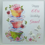 Personalised Handmade Birthday Card - Tea Cups 30th 40th 50th 60th 70th 80th