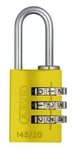 ABUS Cadenas à combinaison 145/20 jaune - Cadenas pour valises, casiers et bien d'autres choses encore. - Cadenas en aluminium - code numérique réglable individuellement - niveau de sécurité 3