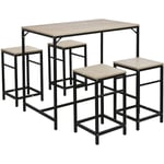 Ensemble table de bar bistrot 4 tabourets avec repose-pieds table mange-debout table haute cuisine