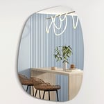 Albatros Miroir Design asymétrique 75 x 55 cm - Miroir Mural ou de Porte - Forme Organique Moderne - Miroir Ovale et Grand - Miroir asymétrique Non formé et sans Cadre - Mur Miroir