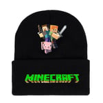 Minecraft Speltryckad Beanie Stickad Mössa Barn Pojkar Flickor Unisex Trend Klassisk Vinter Ull Varm Skidmössa Vändbar Present DB A