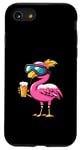 Coque pour iPhone SE (2020) / 7 / 8 Flamant rose amusant avec bière | BD Apres Ski