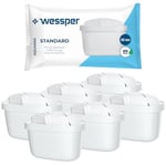 Wessper Cartouche Filtrante, Filtre à Eau Compatibles avec la Carafe Filtrante Brita Maxtra, Filtre avec Charbon Actif et résine échangeuse d'ions - 6 pièces