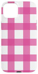 iPhone 15 Plus Pink Checkered Plaid Flannel Gingham Pattern Checker Rustic Case