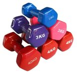 Shengluu Weights Dumbbells Sets Women Hex Rubber Hand Dumbbell Weight Set PVC Coated Hand Weights Color Coded Dumbbell For Strength Training (Color : Red, Size : 3kg)
