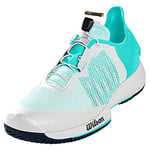 Wilson Women's Tennis Shoes, KAOS RAPIDE W, White/Turquoise/Grey, Size: 5.5, For All Surfaces, All Player Types, WRS327500E055