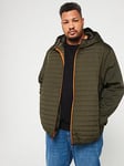 Jack & Jones Jack &amp; Jones Plus Hooded Hybrid Quilted Jacket - Dark Green, Dark Green, Size 2Xl, Men