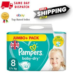 Pampers Baby-Dry Size 8 Nappies Nappy Jumbo+ Pack 17kg+ 12hr Protection Diapers