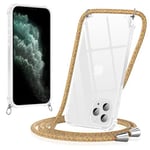 Yoedge Coque pour iPhone 11 Pro Max avec Cordon 6,5", Transparente Coque Collier Réglable Téléphone Étui Portable Lanyard Housse, Etui avec PC + TPU Bumper Anti-Chute Protection Case, Arc-en-Ciel