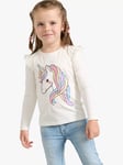 Lindex Kids' Unicorn Top, Light Dusty White