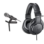 Audio-Technica ATR2100x-USB Unidirectional Dynamic Streaming/Podcasting Microphone & Audio-Technica M20x Professional Studio Headphones for studio recording, creators, podasts and everyday listening