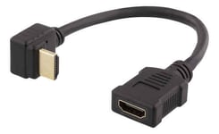 HDMI-adapter / UHD 3840x2160 30 Hz / 19-pin ha-ho / vinklet / svart / 0.2M