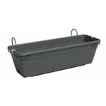 Kit Balcon Jardiniere - Plastique - Anthracite - Rectangulaire - L60 X P20 X H17cm - Artevasi