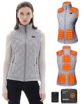 Hecusma Gilet Chauffant Femme avec Batterie incluse 16000mAh 7.4V, Veste Chauffante Femme Conception Sans Lumières, Gilet Chauffant Electrique pour de Plein Air Sports Hiver