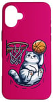 Coque pour iPhone 16 Plus Belle idée cadeau design drôle chat qui fait du basketball