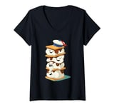 Womens Ghostbusters Stay Puft Marshmallow Men S'mores Stack V-Neck T-Shirt