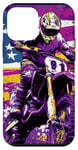 Coque pour iPhone 12 mini Violet Pop Art Imprimé Animal Drapeau US Dirt Bike Moto