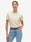 Superdry Essential Small Logo T-Shirt - Beige, Beige, Size 10, Women