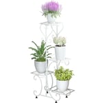 Porte Plantes Intérieur Extérieur - Étagère Echelle Fer Forgé - 50 x 87cm Porte Pot de Fleurs Blanc pour Jardin Balcon Terrasse