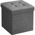 Tabouret, Repose-pieds, Pouf Intérieur, Siège, pour Salon, Chambre, Entrée, Banc Coffre Rangement, Gris Foncé LSF028G01 - Songmics