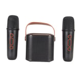 (Black)Portable BT Speaker With Microphone Set Home Karaoke Machine Mini