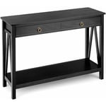 Table console meuble entrée 2 tiroirs 106,5 x 35,5 x 78,5 cm (l x l x h) en bois noir