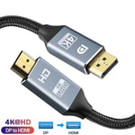 Gold-Plated DP to HDMI Cable 4K 30Hz Adapter DisplayPort to HDMI-Compatible