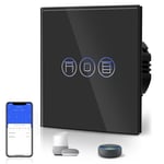 Interrupteur Volet Roulant Connecte,Wifi Interrupteur Volet Roulant Compatible Avec Alexa Google Home Pour Commande Vocale,Minuterie Intelligent En Verre Noir