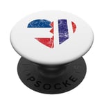 Drapeau thaïlandais en forme de cœur | France Thaïlande Roots Vintage PopSockets PopGrip Adhésif